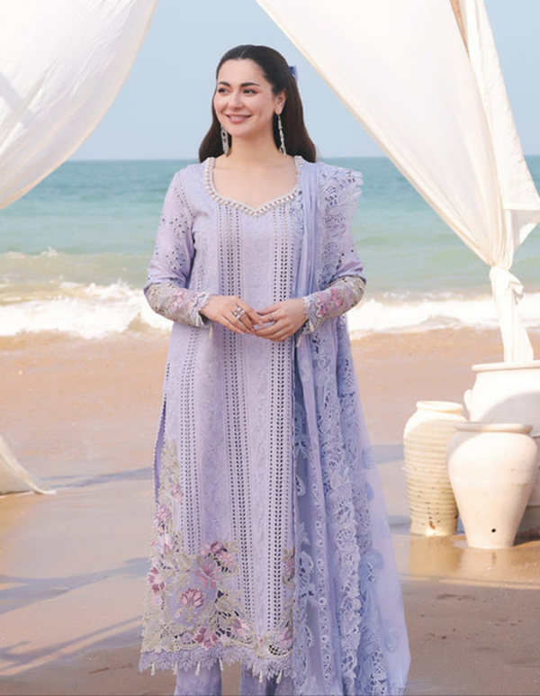 QALAMKAR LAWN LUXURY EMBROIDERED 3 PC