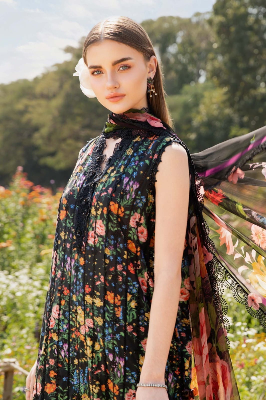 Maria B & Embroidered 3-Piece Unstitched Lawn Suit – Elegant Edition