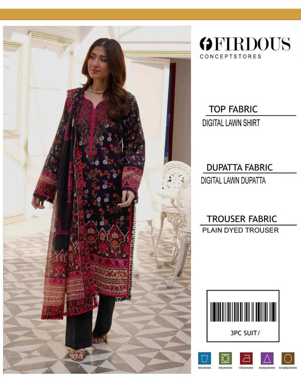 Firdous 3-Piece Printed Lawn Suit – Timeless Elegance by K&K Stores