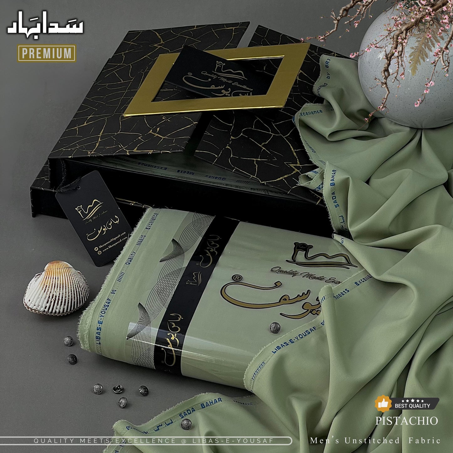 LIBAS E YOUSUF MEN'S SUMMER LUXURY WASH AND WEAR (PISTACHIO)