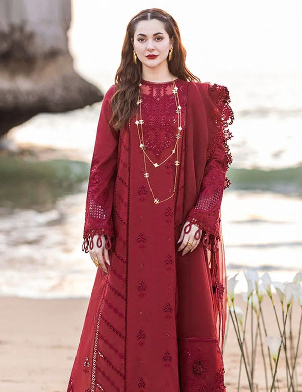 QALAMKAR 3 PC WITH EMBROIDERED SHAWL