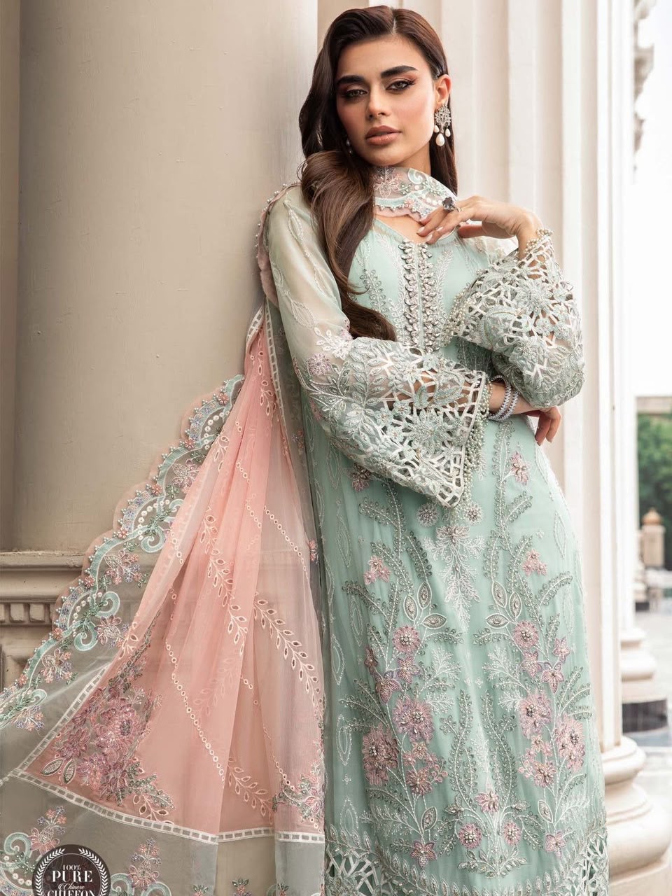 MARIA B LUXURY CHIFFON EMBROIDERED 3 PC WITH EMBROIDERED DUPPATA