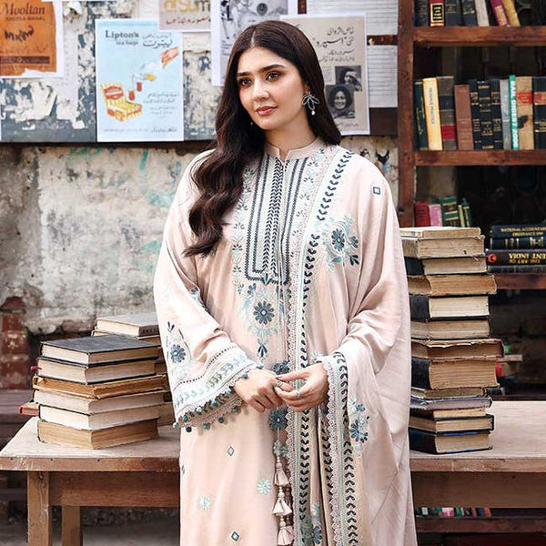 BAREEZE 3 PC WITH EMBROIDERY SHAWL