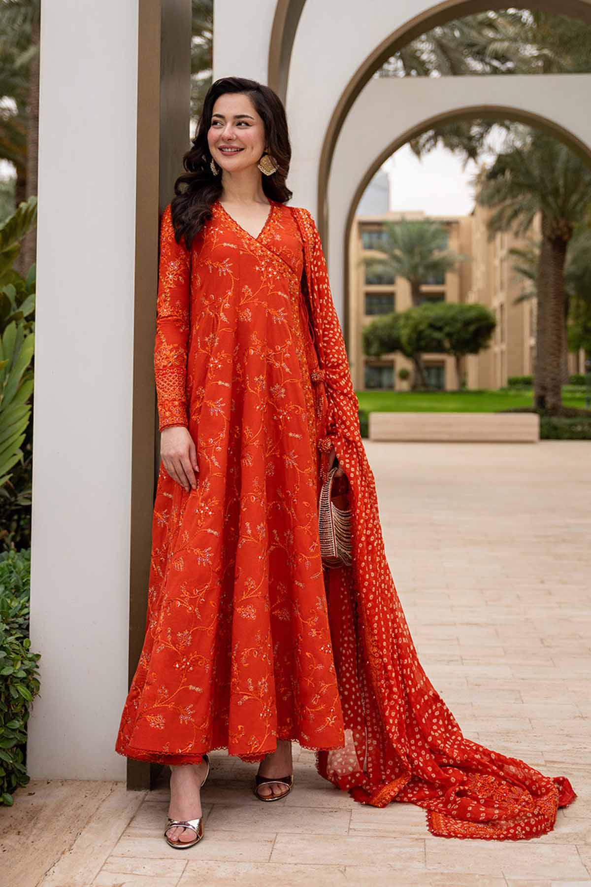 FAIZA SAQLAIN LAWN EMBROIDERED FROCK WITH EMBROIDERED DUPPATA