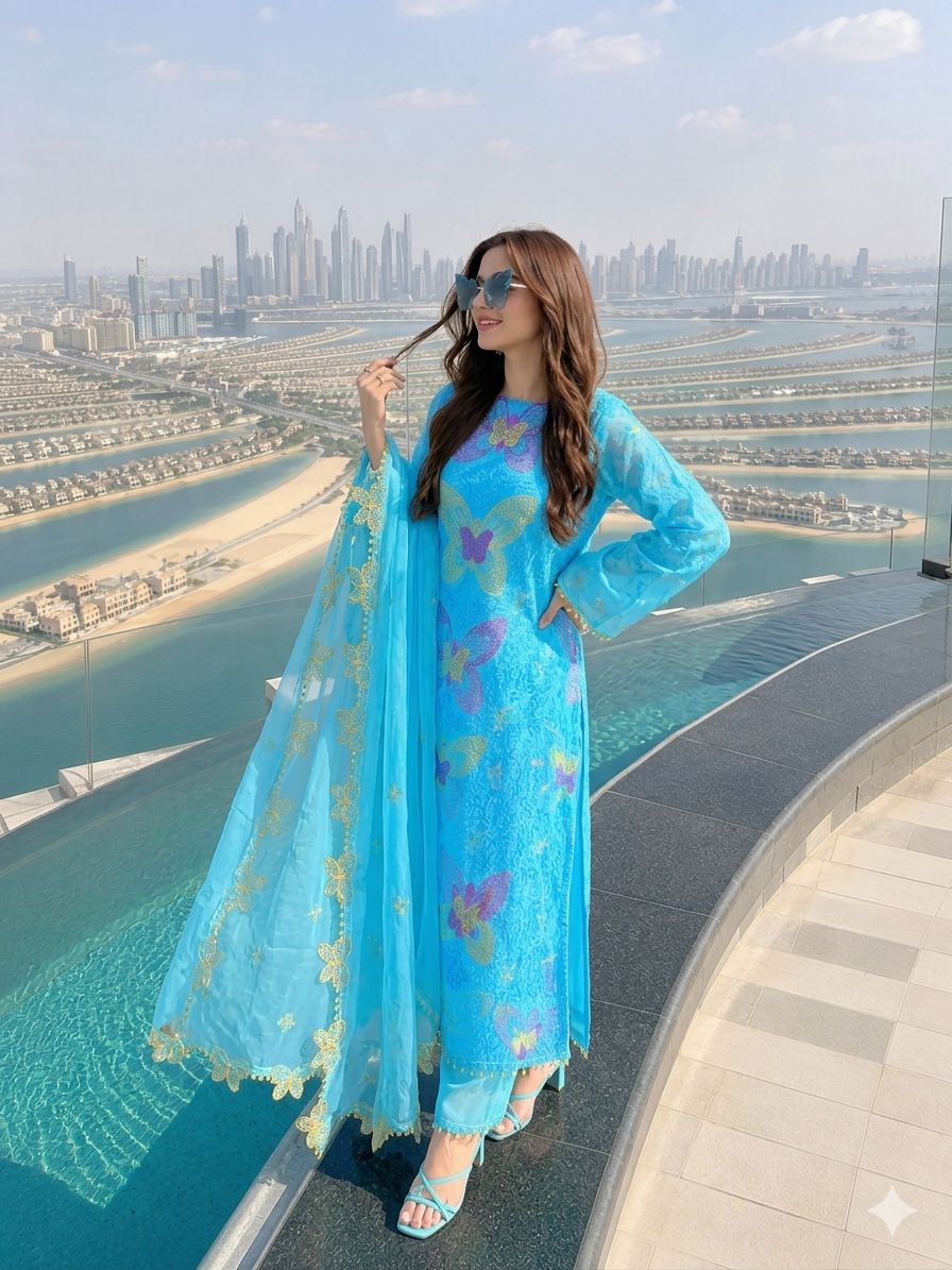 MARIA B LUXURY LAWN 3 PC WITH EMBROIDERED DUPPATA