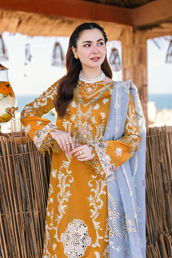 QALAMKAR 3 PC WITH EMBROIDERED SHAWL