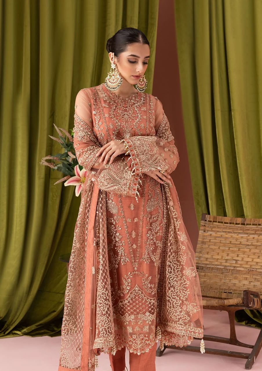 ZAHA FANCY 3 PC EMBROIDERED SUIT WITH EMBROIDERED DUPPATA