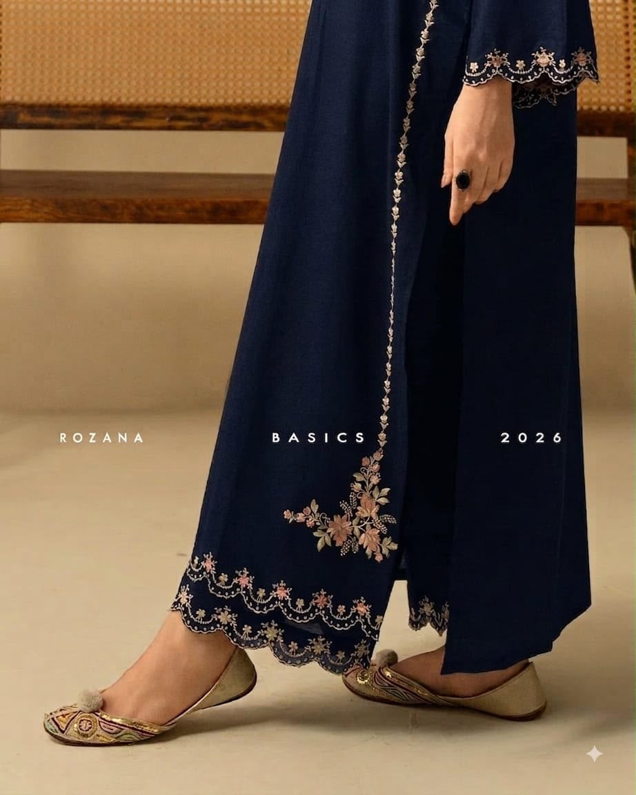ETHNIC SILK EMBROIDERD 2 PC SUIT WITH EMBROIDERED TROUSER