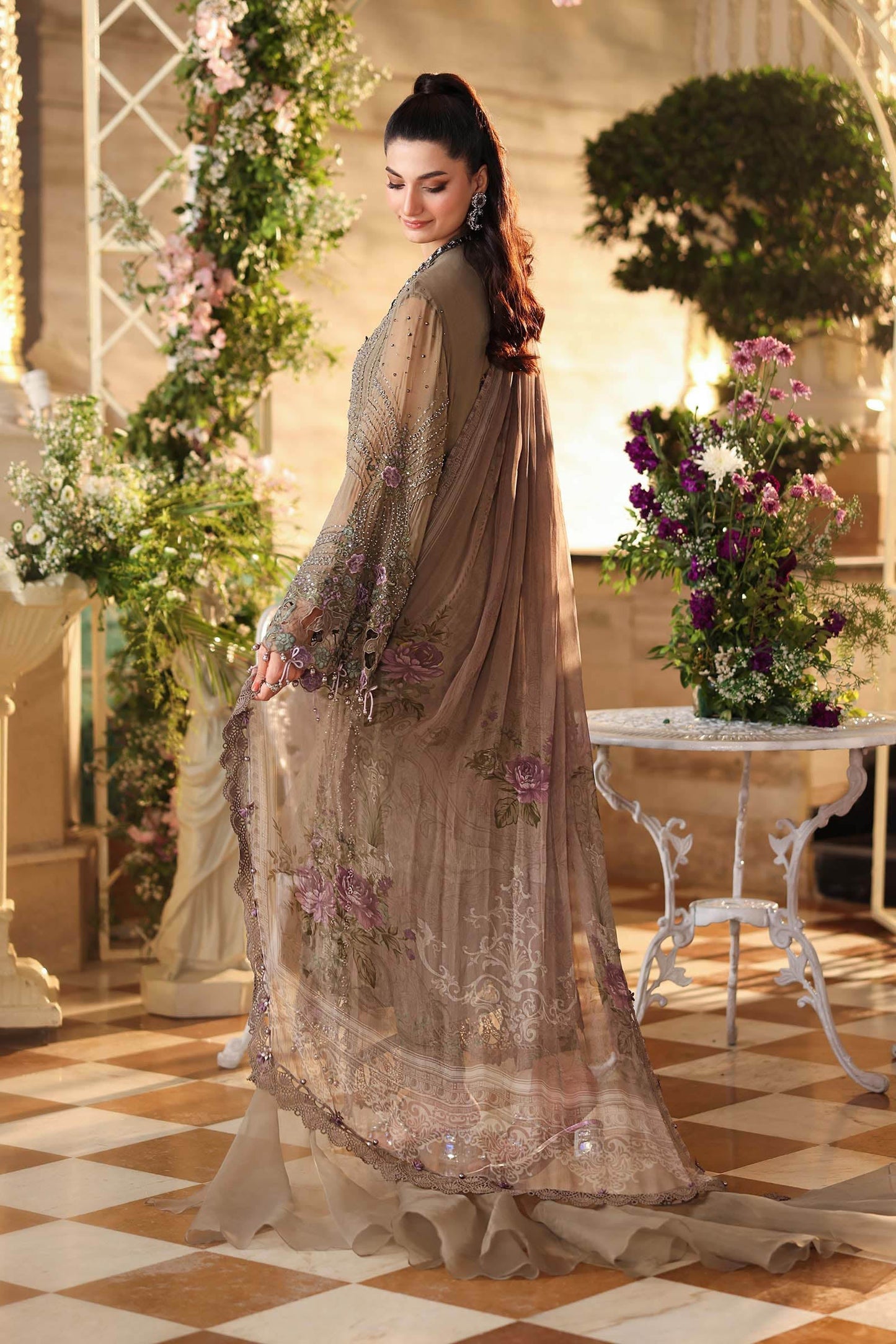 MARIA B LUXURY CHIFFON EMBROIDERED 3 PC SUIT WITH EMBROIDERED DUPPATA