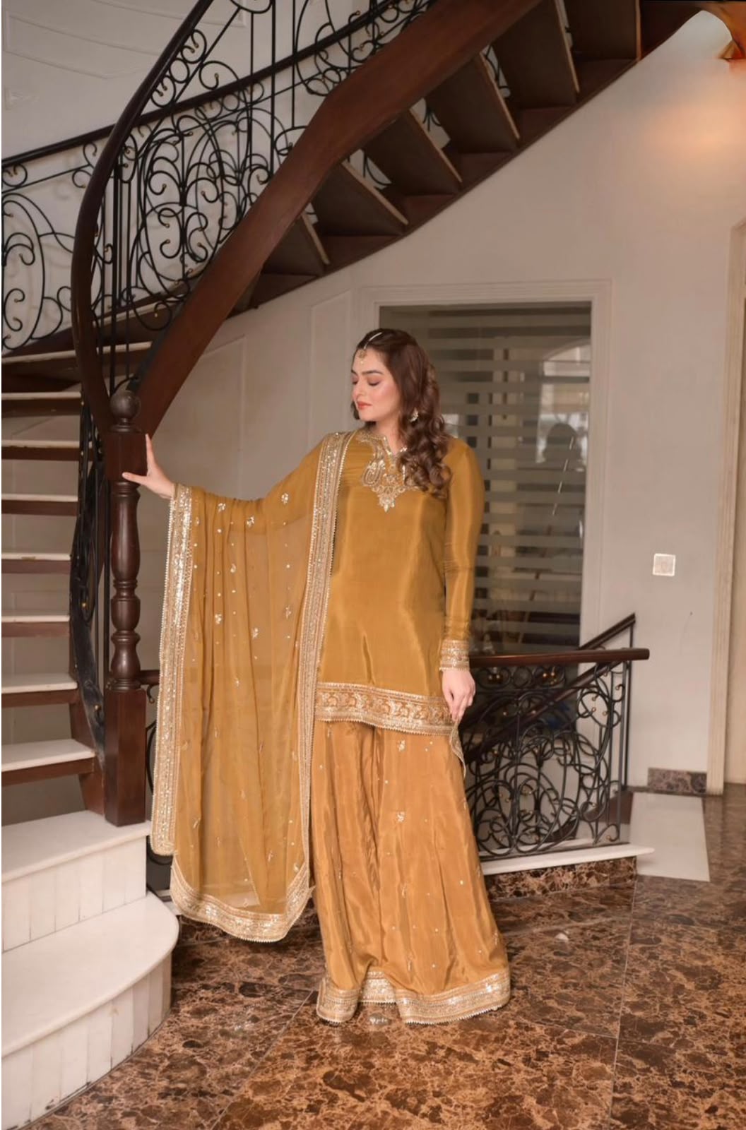 ANEELAS FANCY 3 PC EMBROIDERD SUIT WITH READY EMBROIDERED 4 SIDE DUPPATA