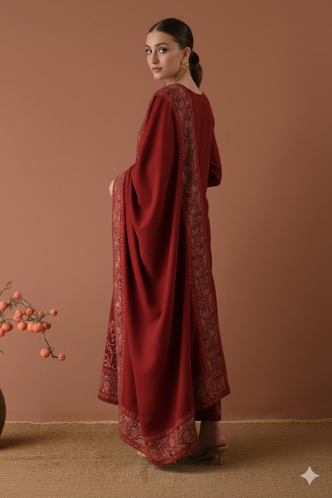 Zaib Luxury Embroidered 3 PC with Embroidery Shawl
