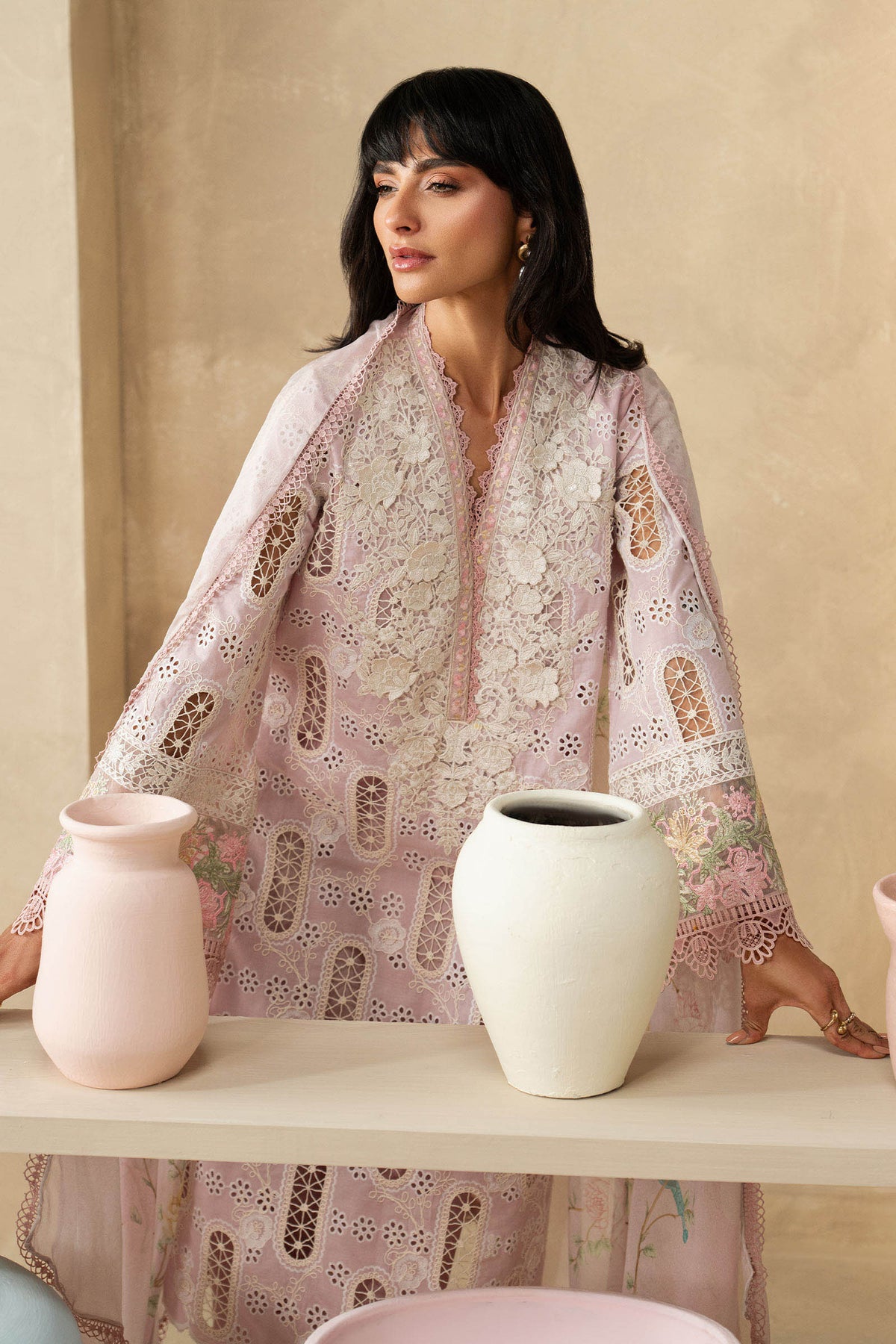 MARIA B WINTER EMBROIDERED 3 PC SUIT WITH EMBROIDERED SHAWL