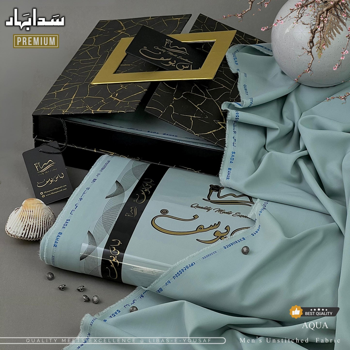 LIBAS E YOUSUF MEN'S SUMMER LUXURY WASH AND WEAR (AQUA)