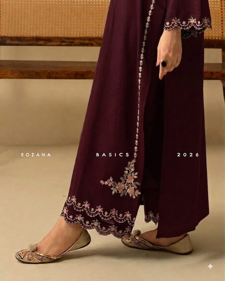 ETHNIC SILK EMBROIDERD 2 PC SUIT WITH EMBROIDERED TROUSER