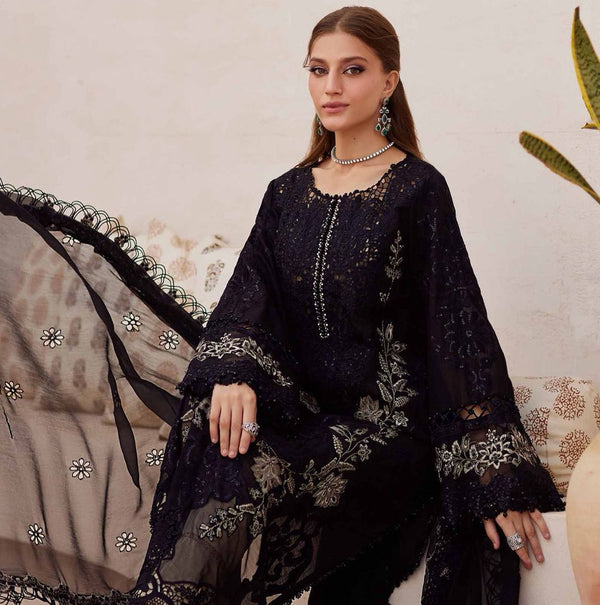 MAHNUR LAWN LUXURY EMBROIDERED 3 PC WITH EMBROIDERED DUPATTA