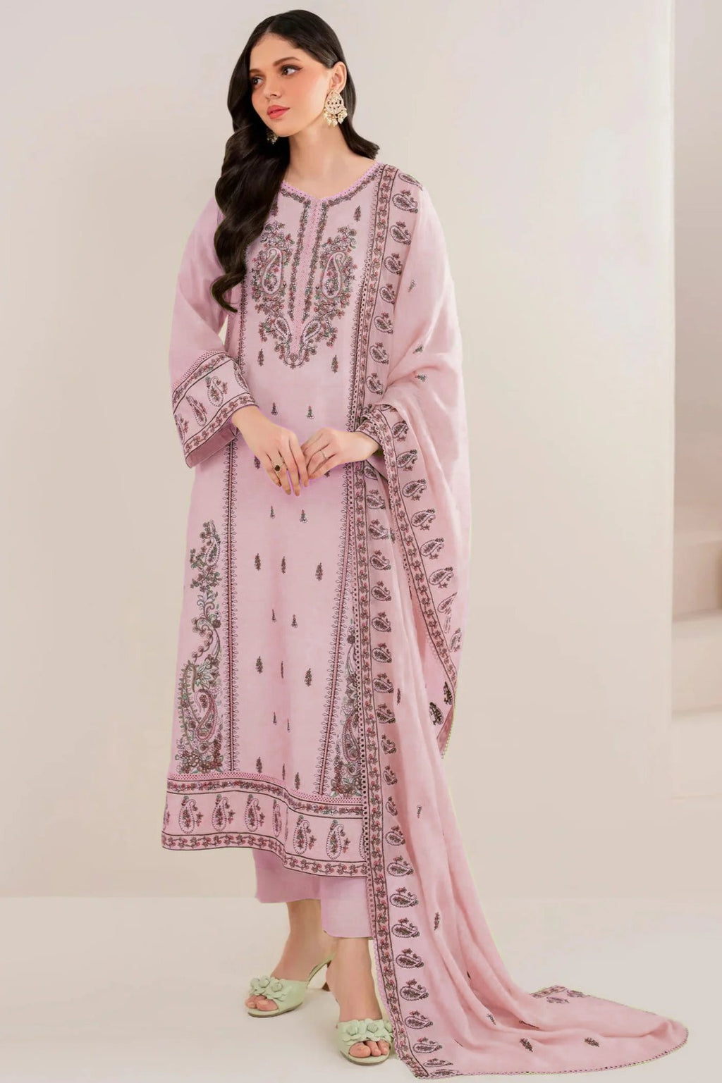GARNET LAWN EMBROIDERED 3 PC WITH EMBROIDERED DUPPATA