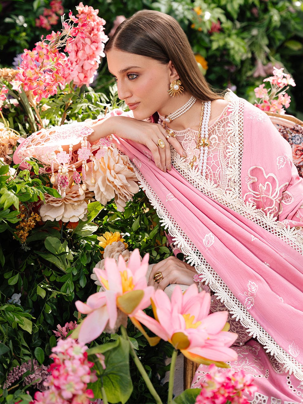 MAHNUR LAWN LUXURY EMBROIDERED 3 PC WITH EMBROIDERED DUPATTA