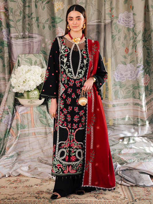 MAHNUR LUXURY KARANDI EMBROIDERED 3 PC SUIT WITH EMBROIDERED DUPPATA