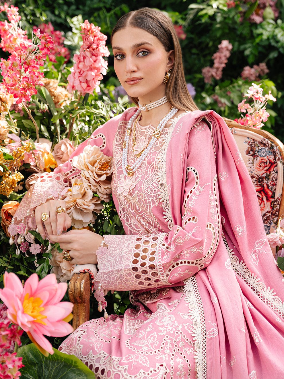 MAHNUR LAWN LUXURY EMBROIDERED 3 PC WITH EMBROIDERED DUPATTA