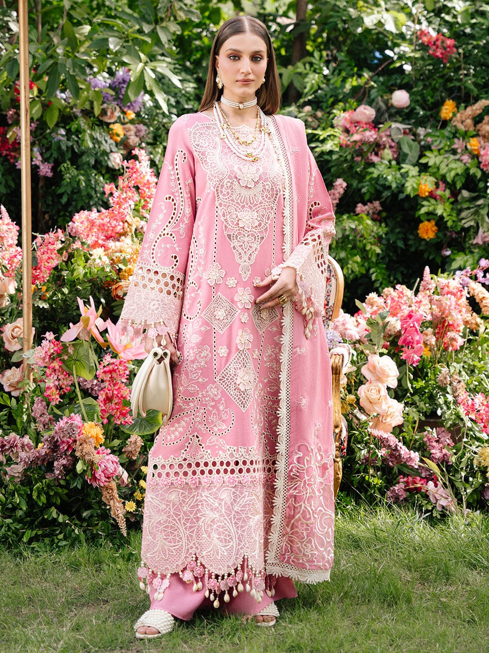MAHNUR LAWN LUXURY EMBROIDERED 3 PC WITH EMBROIDERED DUPATTA