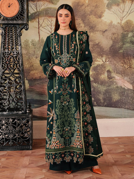 MAHNUR LUXURY KARANDI EMBROIDERED 3 PC SUIT WITH EMBROIDERED DUPPATA