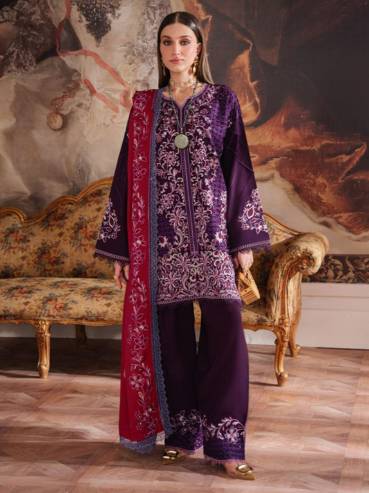 MAHNUR LUXURY KARANDI EMBROIDERED 3 PC SUIT WITH EMBROIDERED DUPPATA