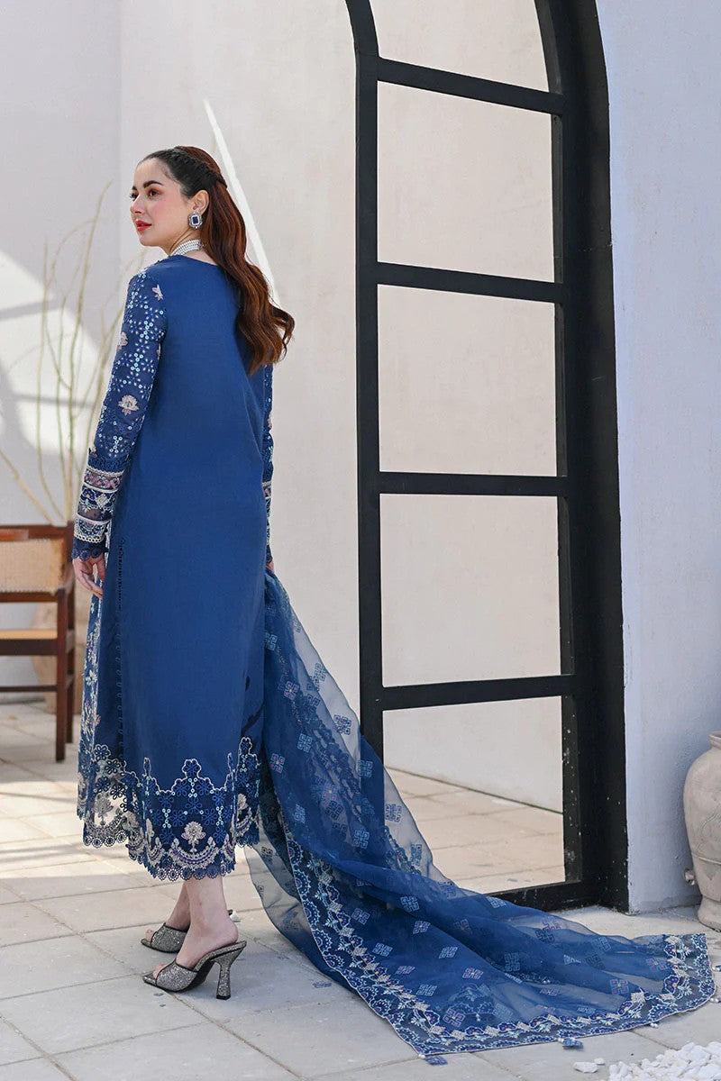 Qalamkar Full Net (Shirt & Dupatta) | Malai (Trouser)