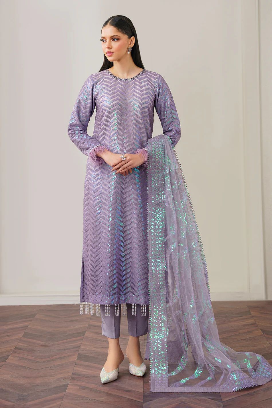 Bin Ilyas – Luxury Organza 3-Piece Heavy Suit