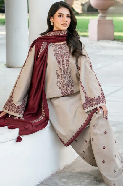 Baroque 3 PC with Embroidery Dupatta