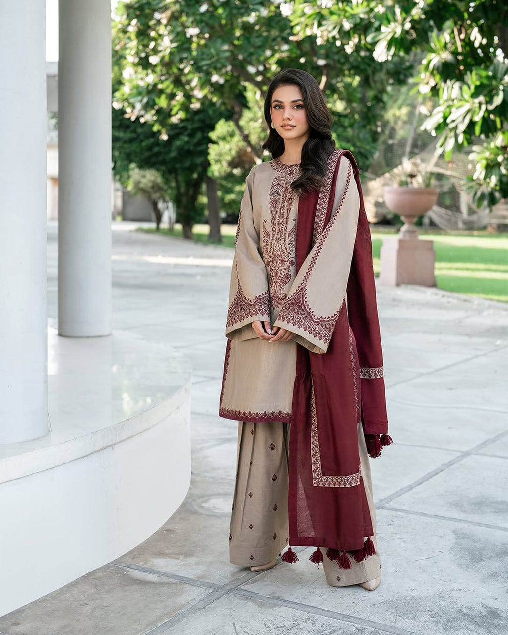 Baroque 3 PC with Embroidery Dupatta