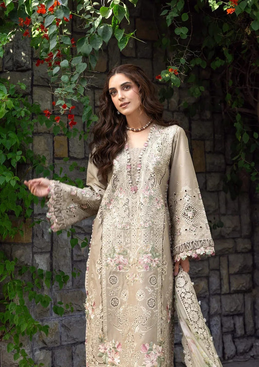 Sage Green Cutwork Suit - Upper Body Embroidery Close-up
