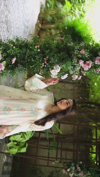 ANEELAS SILK EMBROIDERED 3 PC SUIT WITH READY EMBROIDERED DUPPATA