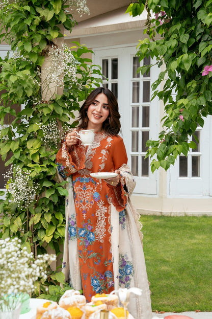 ANEELAS KARANDI EMBROIDERED 3 PC SUIT WITH EMBR SHAWL