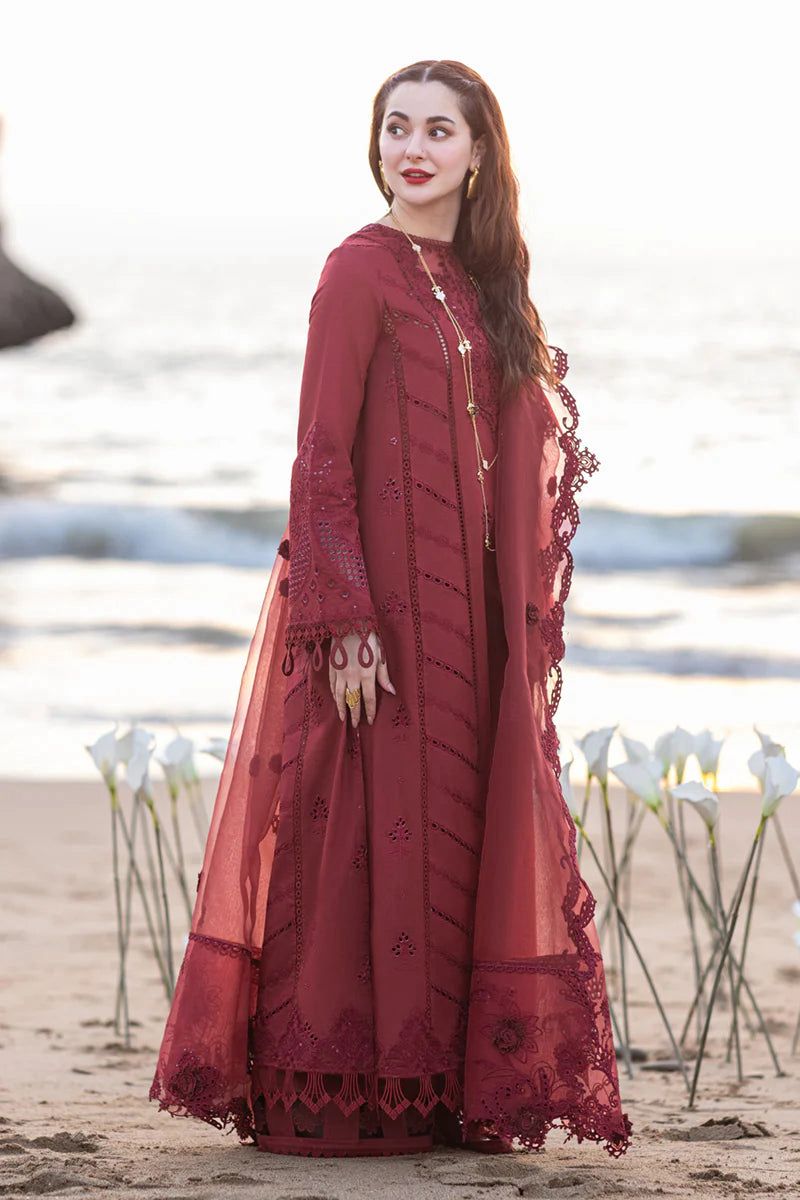 QALAMKAR 3 PC WITH EMBROIDERED SHAWL