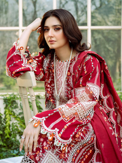 BIN ILYAS LUXURY LAWN EMBROIDERED 3 PC WITH EMBROIDERED DUPATTA