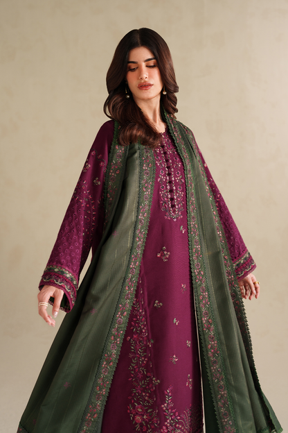 IZNIK WINTER EMBROIDERED 3 PC SUIT WITH EMBROIDERED SHAWL