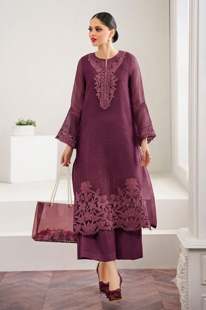 BAROQUE CHANTELLE LUXURY FANCY 3 PC EMBROIDERED SUIT WITH READY EMBROIDERED DUPPATA