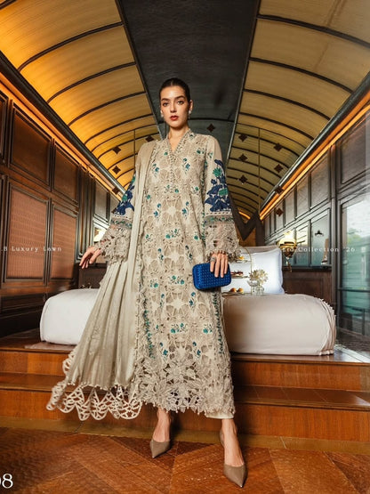 MARIA B LUXURY LAWN EMBROIDERED 3 PC WITH SOFT DUPATTA