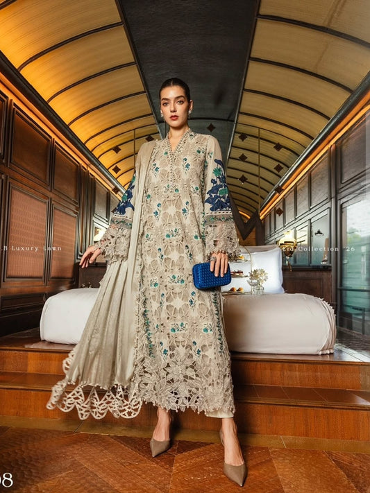 MARIA B LUXURY LAWN EMBROIDERED 3 PC WITH SOFT DUPATTA