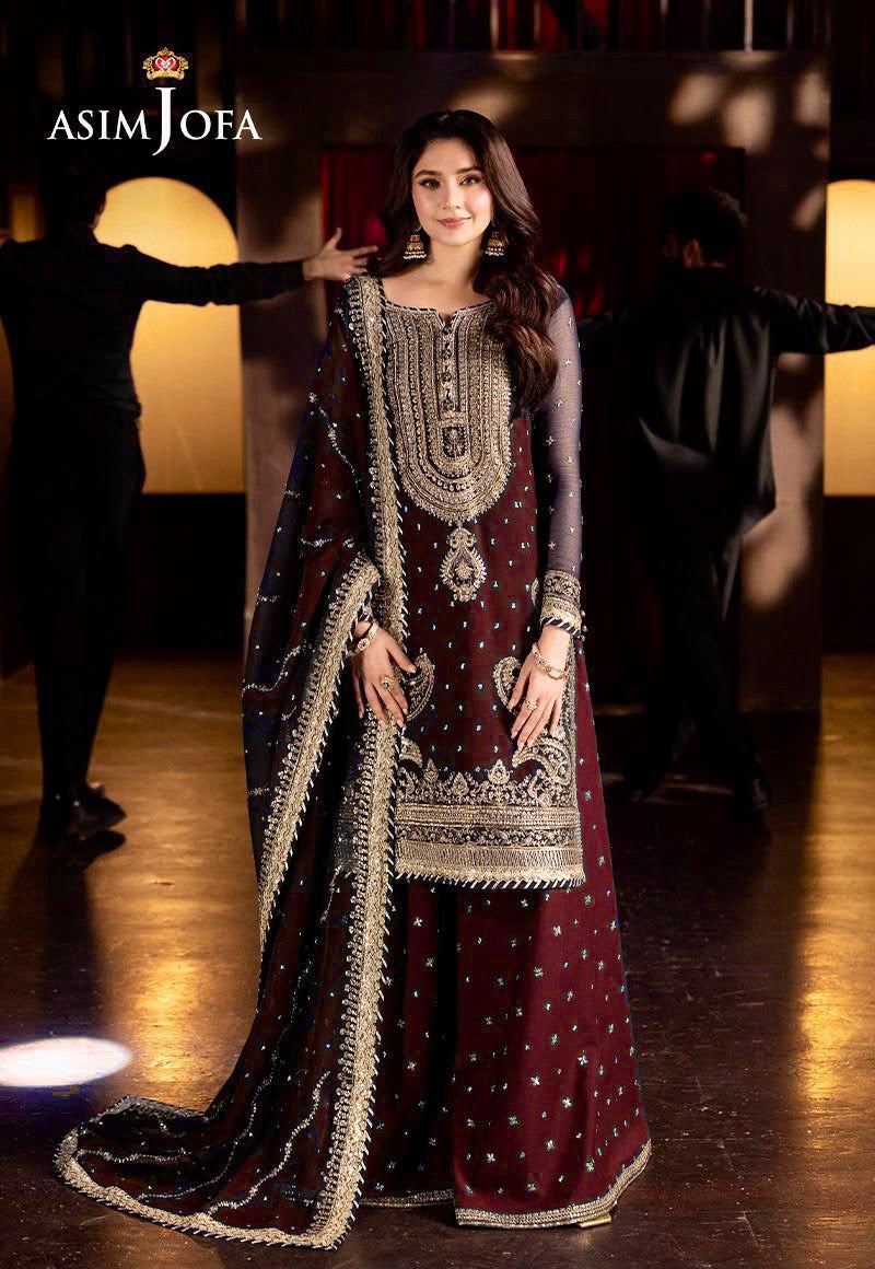 ASIM JOFA PREMIUM CHIFFON EMBROIDERED 3 PC SUIT WITH EMBROIDERED DUPPATA
