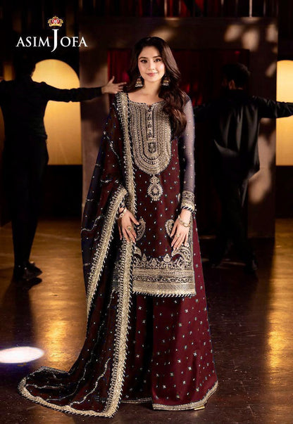ASIM JOFA PREMIUM CHIFFON EMBROIDERED 3 PC SUIT WITH EMBROIDERED DUPPATA