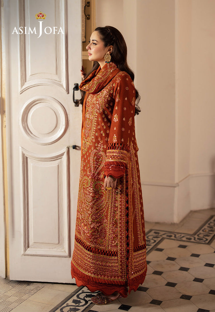 ASIM JOFA LUXURY WINTER EMBROIDERED 3 PC SUIT WITH EMBROIDERED SHAWL