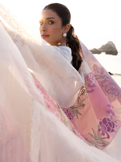 MAHNUR LAWN CHIKAN HEAVY EMBROIDERED 3 PC WITH EMBROIDERED DUPATTA