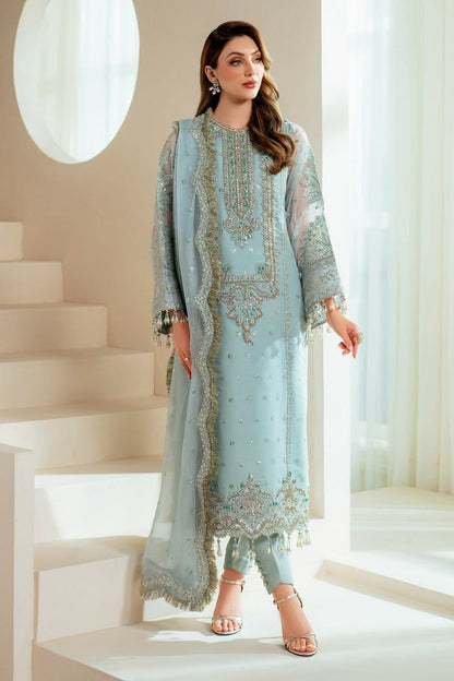 ALIZEH ORGANZA EMBROIDERED 3 PC SUIT WITH READY EMBROIDERED DUPPATA