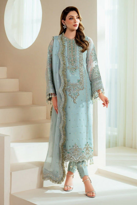ALIZEH ORGANZA EMBROIDERED 3 PC SUIT WITH READY EMBROIDERED DUPPATA