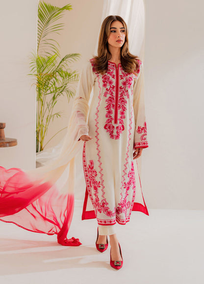 VINTAGE 3PC LAWN EMBROIDERED WITH TYE AND DYE DUPATTA