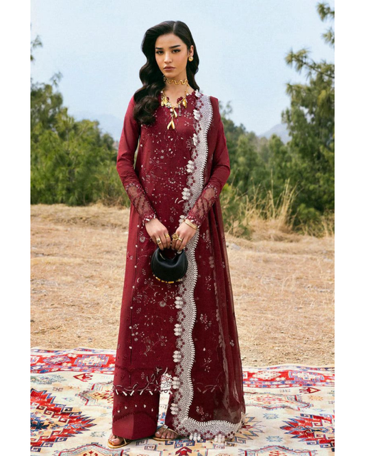 QALAMKAR LUXURY LAWN 3 PC WITH EMBROIDERED DUPATA