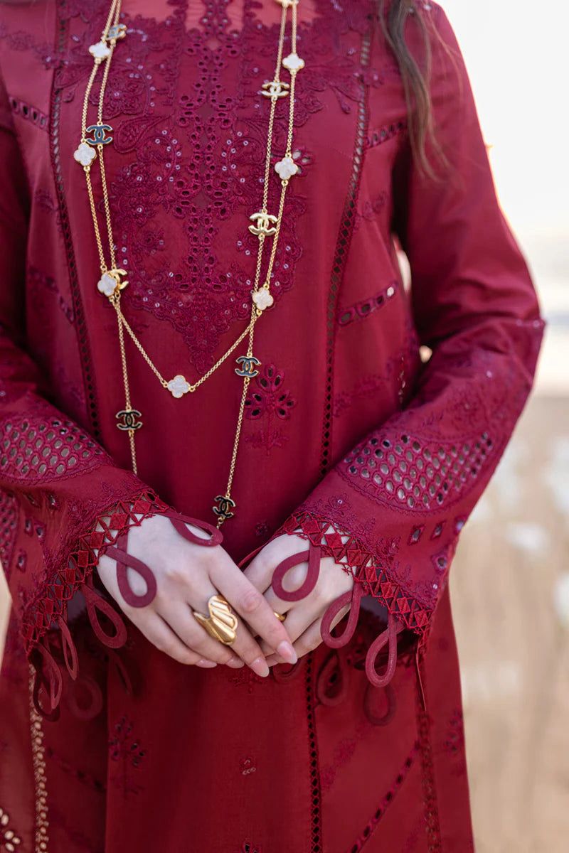 QALAMKAR 3 PC WITH EMBROIDERED SHAWL