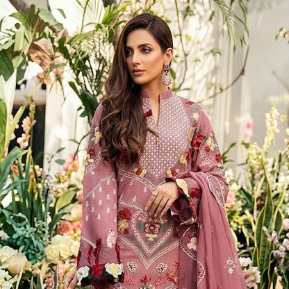 BIN ILYAS LUXURY LAWN 3 PC WITH EMBROIDERED DUAPPTA