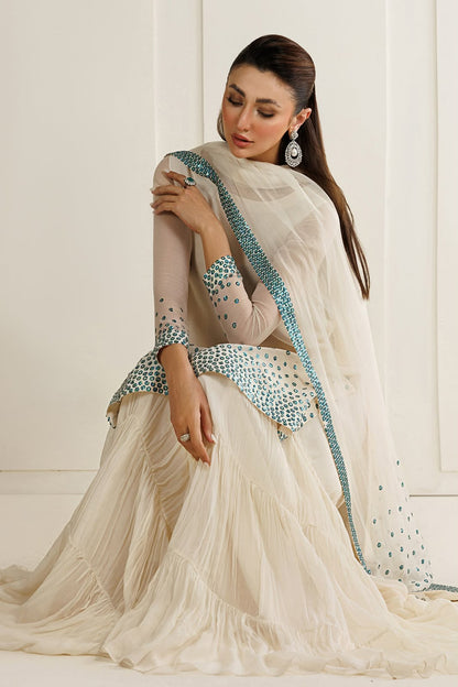 JAZMIN CHIFFON EMBROIDERED 3 PC SUIT WITH READY EMBROIDERED DUPPATA
